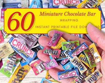 Pacotes de barras de chocolate em miniatura para casa de bonecas para impressão, download digital instantâneo, DIYED, PDF para impressão, digital-artesanal, digital artístico
