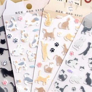 Stickers chats en feutre | Stickers Scrapbooking | Carnets de notes | Stickers décoratifs mignons