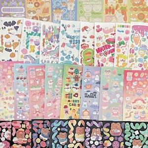 6-30 feuilles d'autocollants coréens mignons | Stickers déco Polco | Stickers pour cartes photo | Stickers scrapbooking