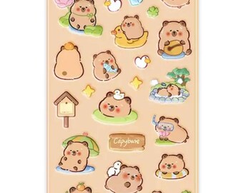 Mini autocollants de dessin animé mignon Capybara, autocollants de poche portables, décoration de bricolage, fournitures scolaires, cadeaux, 20 feuilles 21 Mini autocollants de dessin animé mignon Capybara, autocollants de poche portables, décoration de bricolage, fournitures scolaires, cadeaux, 20 feuilles 21