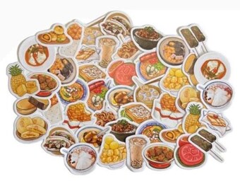 Chinese Night Market Foods Stickers | Laptop Stickers | Scrapbooking Stickers