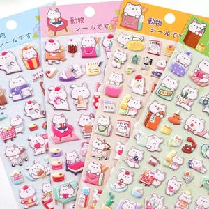 Stickers 3D gonflés lapin mignon | Stickers Scrapbooking | Carnets de notes | Stickers décoratifs mignons