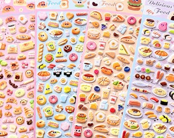 Puffy 3D Squishy Food Stickers | Foam Stickers | Scrapbooking Stickers | Journal Stickets | Cute Decorative Stickers