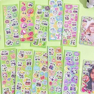 10 feuilles d'autocollants panda mignon | Stickers déco Polco | Stickers pour cartes photo | Stickers scrapbooking