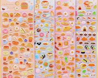 Cute Delicious Food Puffy 3D Stickers | Foam Stickers | Scrapbooking Stickers | Journal Stickets | Cute Decorative Stickers