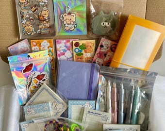 Stationery Box | Cute Stationery (26 Items) | Scrapbooking Stickers | Laptop Stickers | Memo Pads | Planner