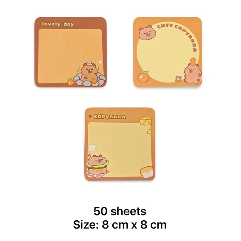 3 Cute Capybara Memo Pads - Etsy