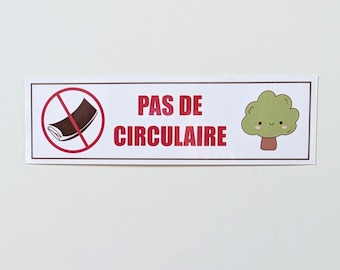 Pas de circulaire autocollant - No flyers French sticker - No junk mail - Stop pub - Postal mail - Kawaii - Ecology - Anti-advertising
