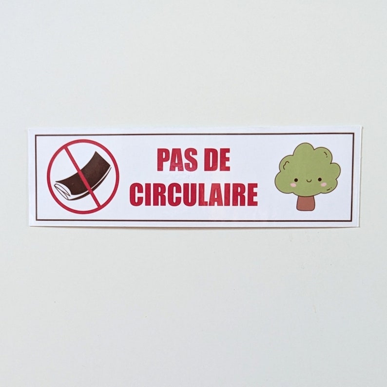 Sticker Stop Pub Kawai Lot De 2 - Autocollant Boîte Aux Lettres Anti-Pub Écologique 6,5cm