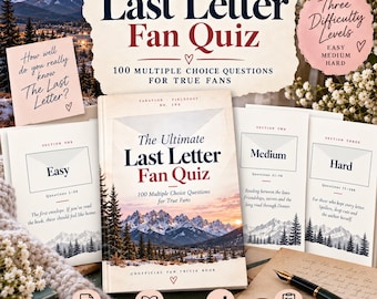 The Last Letter Fan Trivia Quiz | 100 Questions | Printable PDF | Rebecca Yarros Quiz | Bookish Gift | Instant Download