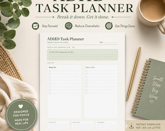 ADHD Task Planner Printable | Most Important Task, Must Do List | Neurodivergent Productivity Instant Download