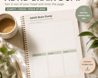 ADHD Brain Dump Worksheet Printable | Clear Your Mind, Prioritize Tasks | Neurodivergent Planner Instant Download