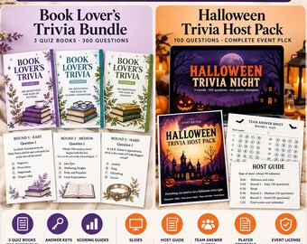 Halloween Trivia Night Kit, 100 Questions, Slides and Team Answer Sheets, Event License for Bars, Libraries, Schools, Offices, Printable