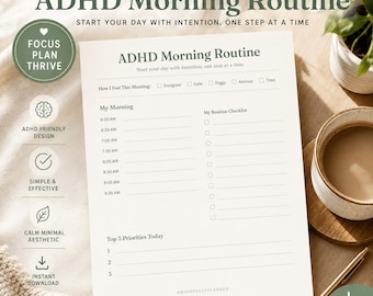 ADHD Morning Routine Planner Printable | Step By Step Daily Start | Neurodivergent Productivity Instant Download