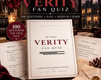 Verity Fan Quiz Book, 100 Trivia Questions, Colleen Hoover Book Club Game, Printable PDF, BookTok Gift for Thriller Readers