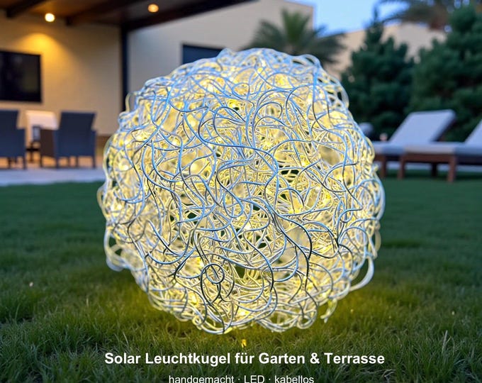 Featured listing image: Solar Light Sphere for Garden – Handmade LED Wire Sphere, Garden & Terrace Decoration with Solar Light