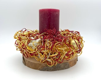 Advent arrangement with LED light chain, color gold-red