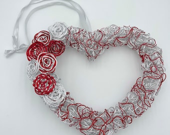 Wire wreath in the shape of a heart