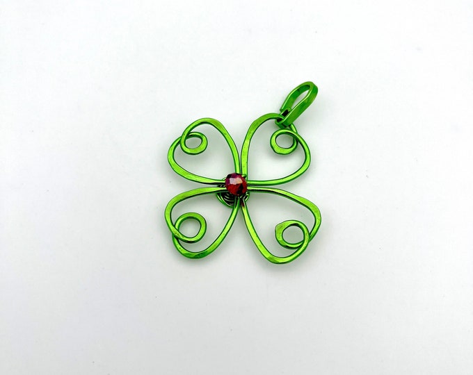 Featured listing image: Lucky clover, lucky charm, pendant, key ring, light green