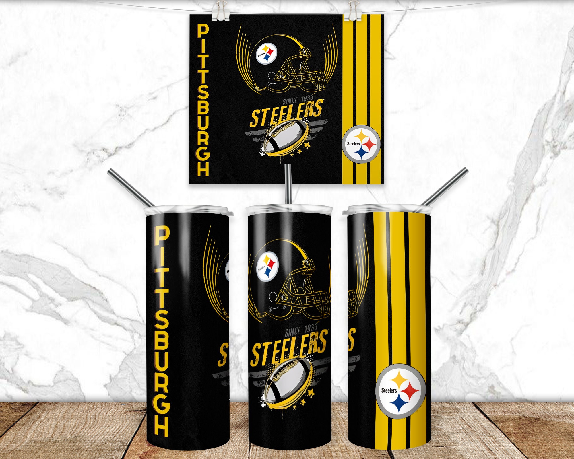 Pittsburgh Steelers Ready To Press Sublimation Print for 20oz Straight  Skinny Tumblers – Xtreme Bling Bowtique