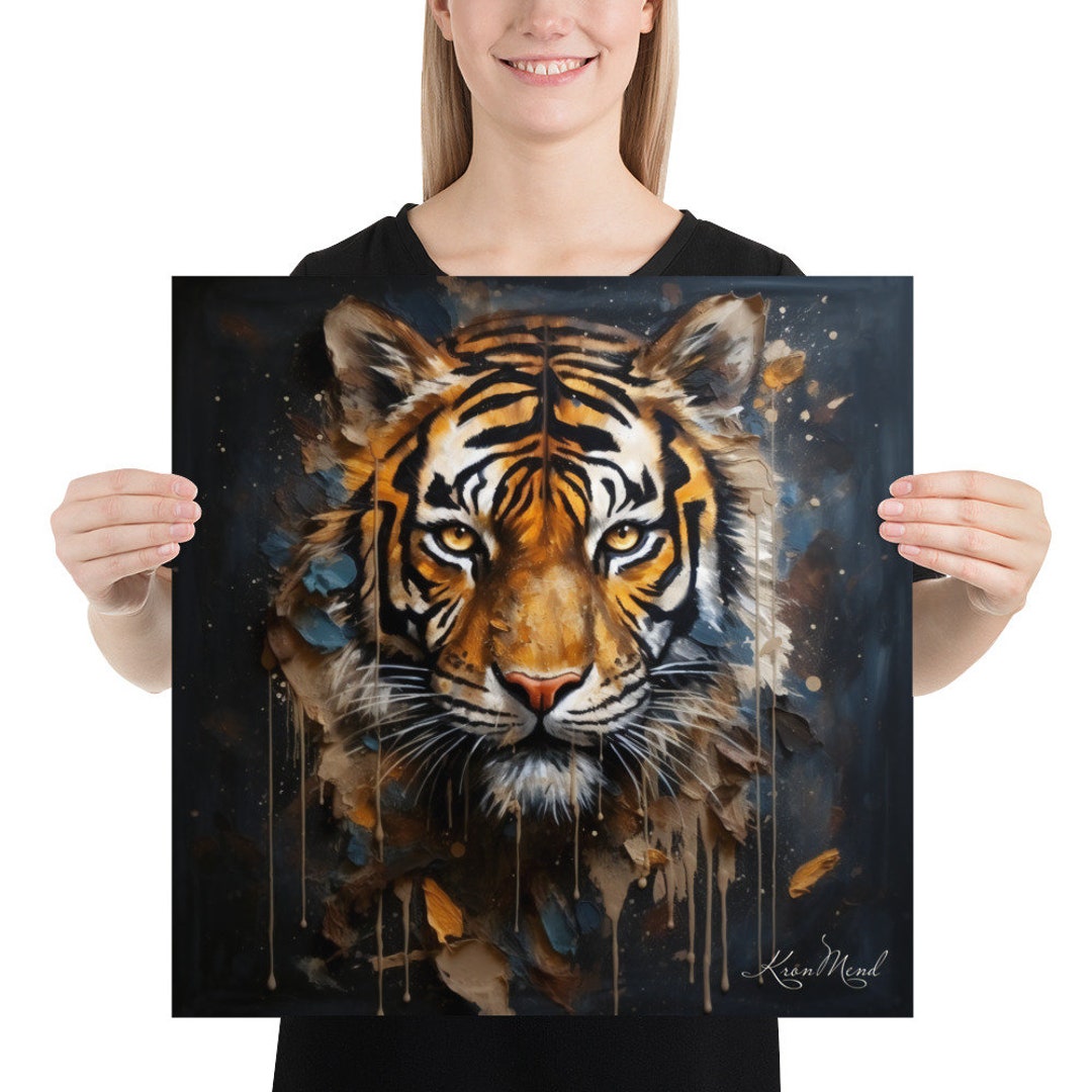 Tiger Head Portrait Wall Art Print, Big Cats Wall Art Prints, Tiger