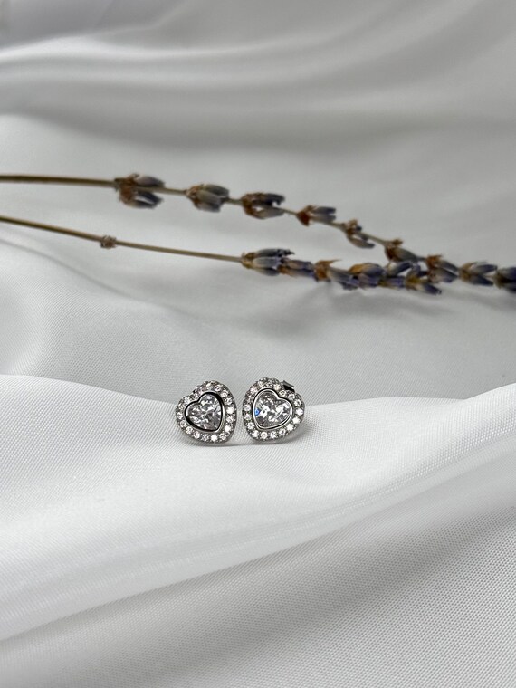 Herz Ohrstecker, 925 Sterling Silber Ohrringe, Herz Zirkonia Ohrringe, minimalistisch Herz Ohrringe, Geschenk für Sie