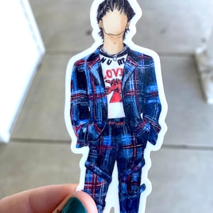 BTS Jung Kook Sticker: Plaid Suit, Watercolor Fan Art