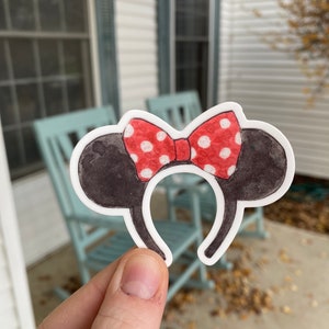 Minnie Mouse Ears Sticker Classic Black with Red Bow | Minnie Ears Headband Sticker | Original Minnie Ears Headband Sticker