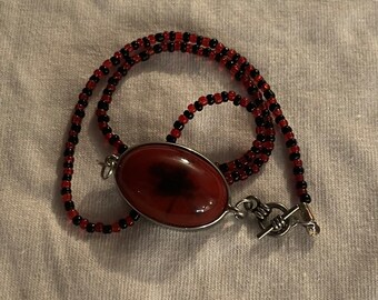 Goth Black and Red Necklace