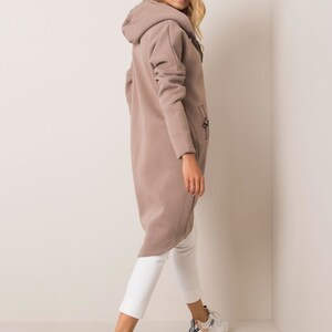 Sweatjacke/Mantel Mira, lang, Beige, Hoodie, warm, hoher Baumwollanteil Bild 3