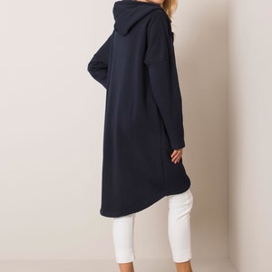 Mira long sweat jacket/coat, blue, hoodie, high cotton content, warm image 2