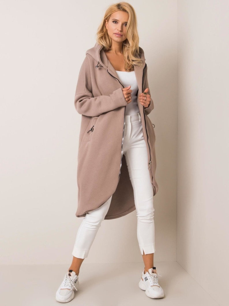 Mira sweat jacket/coat long beige image 2