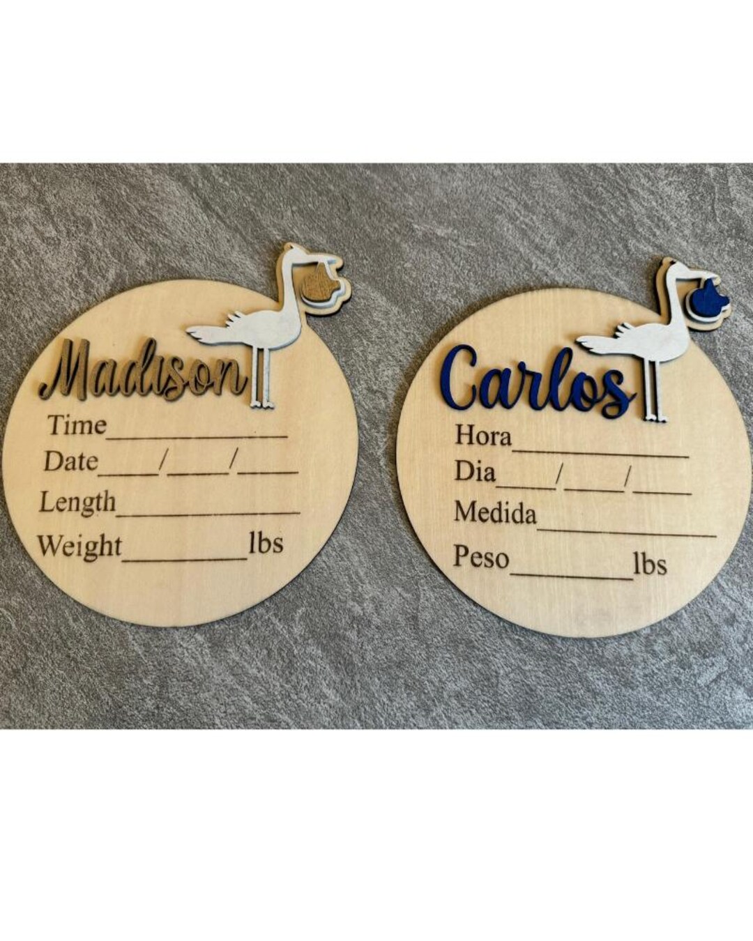 Baby Announcement Sign With Birth Stats English & Spanish Personalized ...