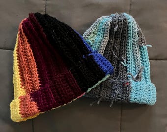 SCRAP YARN Crochet Beanies