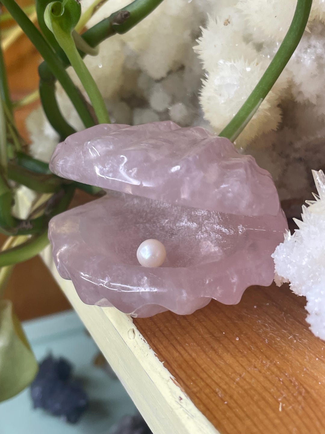 かわいいローズクォーツシェル彫刻 // スタイルC - Etsy 日本