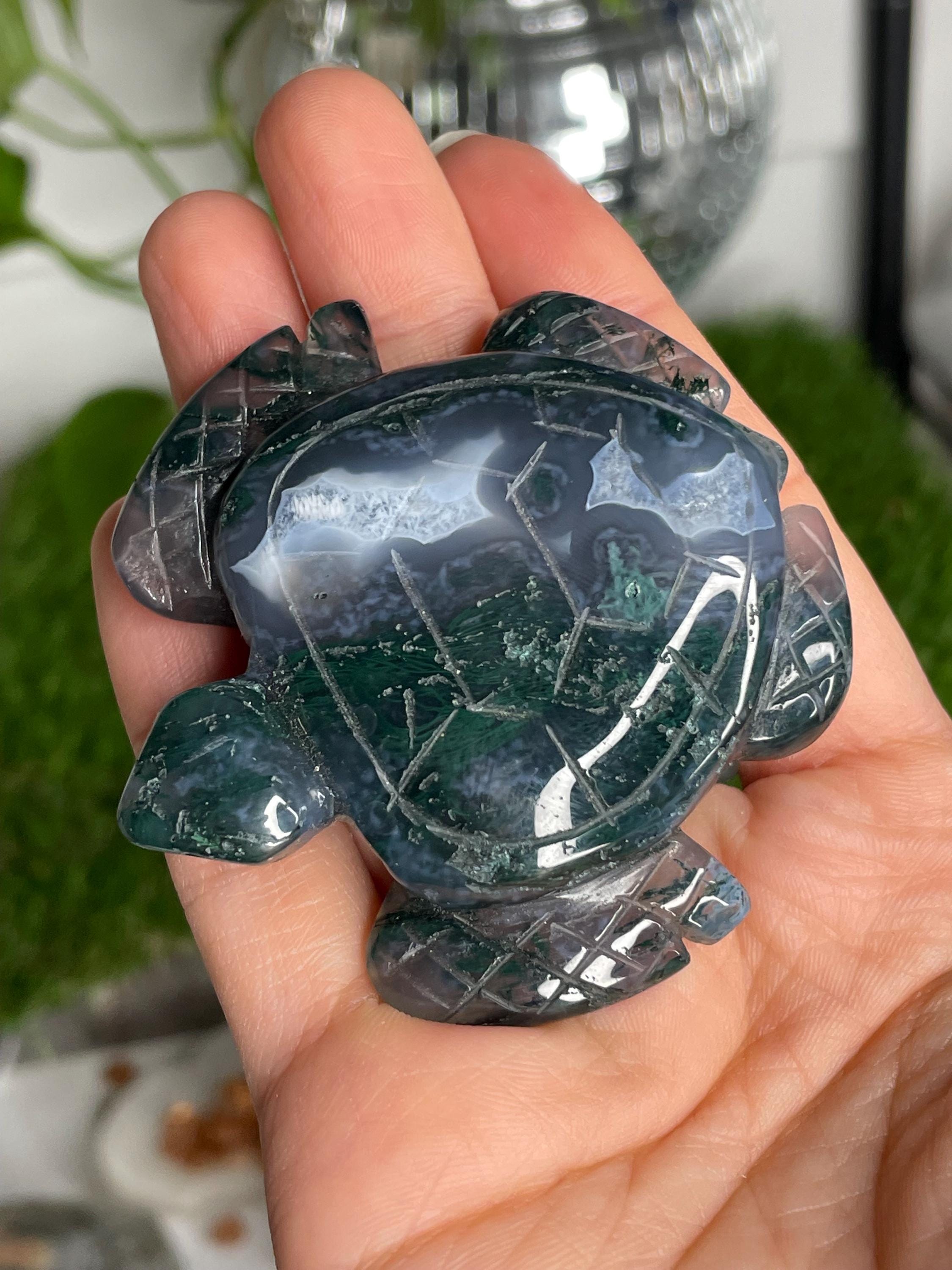 モスアゲート　タートル 高品質モスアゲートタートル #B - Etsy 日本