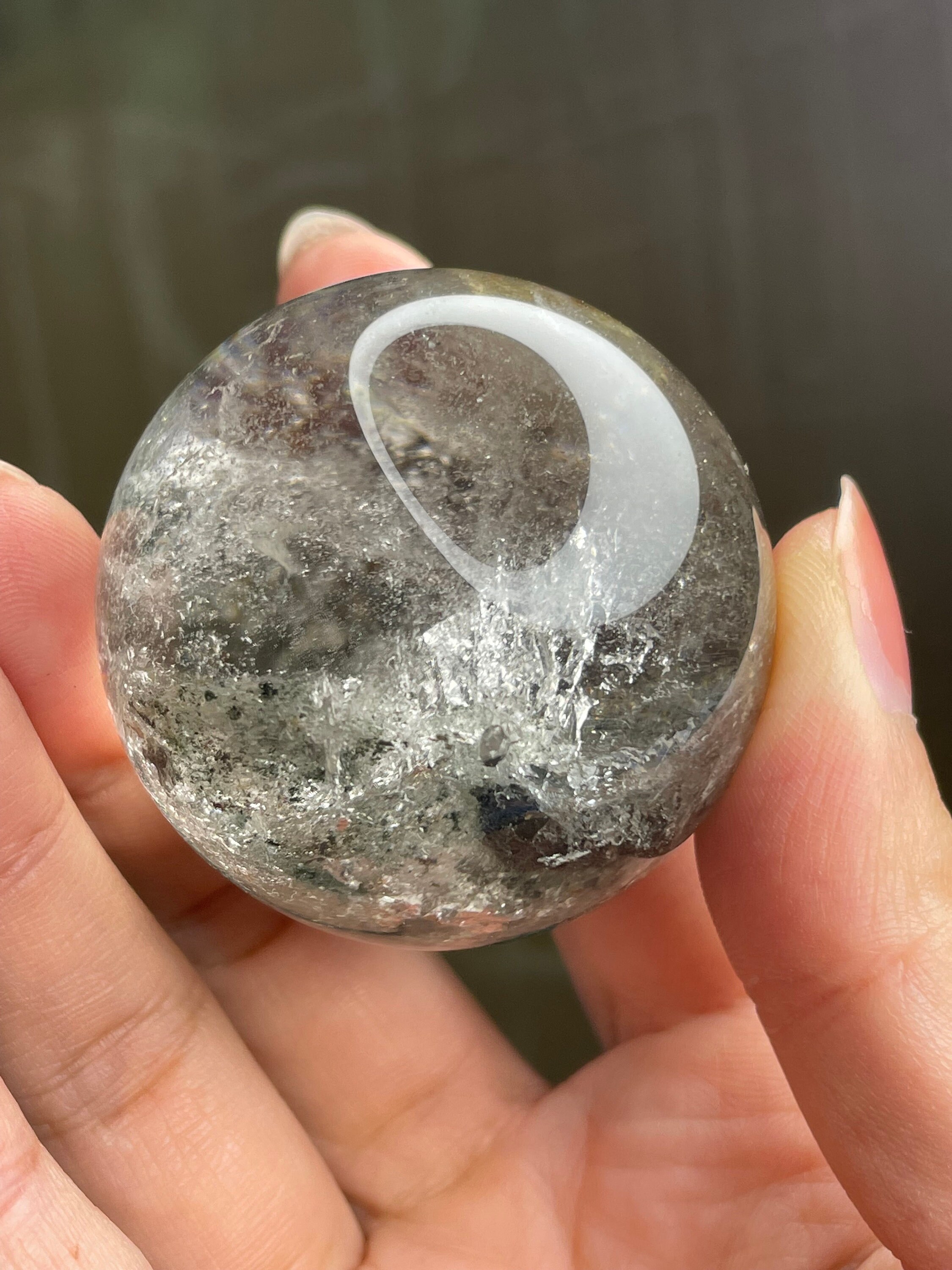 44mm High Clarity Lodolite/garden Quartz Sphere With Lovely