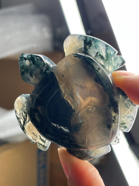 モスアゲート　タートル 高品質モスアゲートタートル #B - Etsy 日本