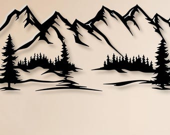 Mountain Scene Vector Cut File, CNC Laser Plasma (SVG, DXF)