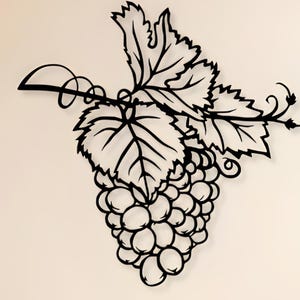 File SVG DXF di uva, file di taglio laser, uva, vino, arte murale per CNC, laser, plasma, Cricut, Glowforge, Xtool