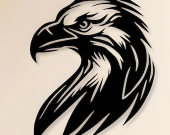 Arte mural de águila, archivos vectoriales cortados con láser (SVG, DXF, PNG)