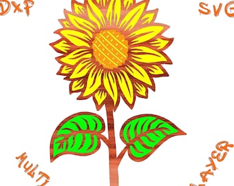 Sunflower Multilayer SVG DXF Files 3D Layered Cut File For Laser or Cricut
