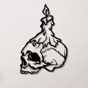 Halloween Skull Svg Dxf Png Files Laser Cut File Skull Candle Wall Art Plywood Tshirt Cutting For Cnc Laser Plasma Cricut Glowforge
