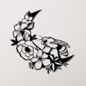Pliki Bee Svg Dxf Png, Plik do cięcia laserowego, Kwiaty, Kwiat, Pszczoła, Wycinana dekoracja ścienna do lasera CNC Cricut Glowforge Plasma