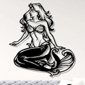 Mermaid Wall Art Laser Cut File (SVG, DXF, PNG)