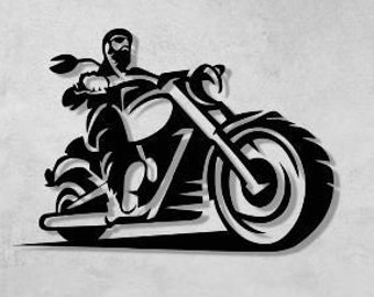 RiderSvg Dxf-Dateien, Laser geschnitten Motorrad Rider Abenteurer Wand-Dekor Cut-Datei für Cnc Laser Laser Cricut Glowforge