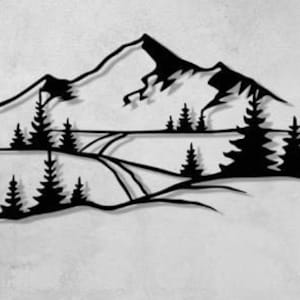 Nature Scene Svg Dxf Png Files , Laser Cut File , Vectorel Wall Art Cutting File Mountain Ways Trees Scene View For Cnc Laser Plasma Cricut