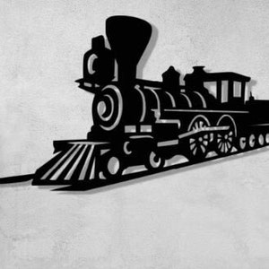 Archivos SVG, DXF y PNG de tren de vapor, vintage, antiguo, ferrocarril, archivo cortado por láser para CNC, plasma, láser, Cricut, Glowforge