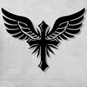Vintage Cross Svg Dxf Png Files , Laser Cut File , Cross Wing Angel Wall Decor Cut File For Cnc Laser Plasma Cricut Glowforge