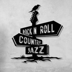 Rock'n'Roll-Jazz Country-Musik-Zeichen-Gitarren-Vogel-Wll Dekor für Cnc Laser Plasmen Glowforge